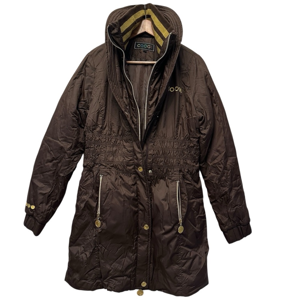 VTG COOGI Brown Puffer Parka Jacket Women’s Coat Quilted Nylon Embroidered Logo